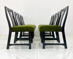 Edward Wormley Ebonized Dining Set in Olive Velvet by Edward Wormley Dunbar 1950s - 3176276