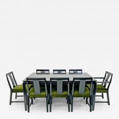 Edward Wormley Ebonized Dining Set in Olive Velvet by Edward Wormley Dunbar 1950s - 3178831