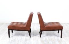 Edward Wormley Edward J Wormley Cognac Leather Slipper Chairs for Dunbar - 3264611