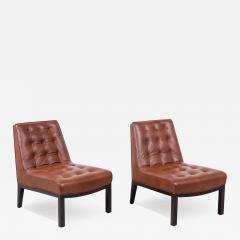 Edward Wormley Edward J Wormley Cognac Leather Slipper Chairs for Dunbar - 3272322