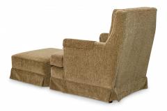 Edward Wormley Edward J Wormley for Dunbar AmericanHigh Back Taupe Lounge Armchair and Ottoman - 2791893