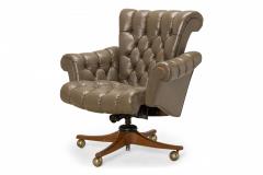 Edward Wormley Edward J Wormley for Dunbar AmericanIn Clover Tufted Leather Office Chair - 2792403