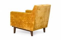 Edward Wormley Edward J Wormley for Dunbar Crushed Gold Velour and Walnut Lounge Armchair - 2791974