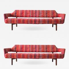 Edward Wormley Edward Wormley Open Back Sofas for Dunbar Original Dorothy Liebes Woven Textile - 1847185