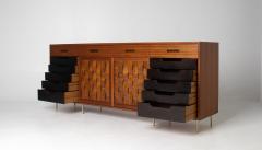 Edward Wormley Edward Wormley Woven Front Credenza in Ribbon Mahogany with Brass Accents - 4662341