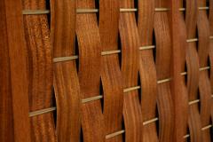 Edward Wormley Edward Wormley Woven Front Credenza in Ribbon Mahogany with Brass Accents - 4662344