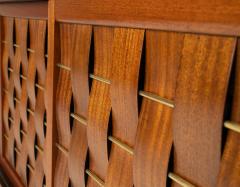 Edward Wormley Edward Wormley Woven Front Credenza in Ribbon Mahogany with Brass Accents - 4662345