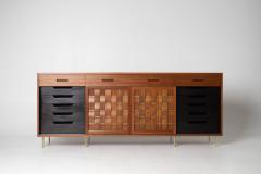 Edward Wormley Edward Wormley Woven Front Credenza in Ribbon Mahogany with Brass Accents - 4662347