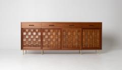 Edward Wormley Edward Wormley Woven Front Credenza in Ribbon Mahogany with Brass Accents - 4662350
