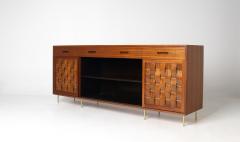 Edward Wormley Edward Wormley Woven Front Credenza in Ribbon Mahogany with Brass Accents - 4662351