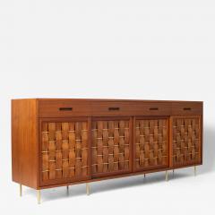 Edward Wormley Edward Wormley Woven Front Credenza in Ribbon Mahogany with Brass Accents - 4678238
