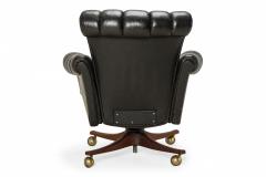 Edward Wormley Edward Wormley for Dunbar American In Clover Tufted Black Leather Office Chair - 2792383