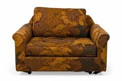 Edward Wormley Edward Wormley for Dunbar Big Texan Brown Leaf Pattern Upholstered Armchair - 2792835