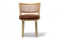 Edward Wormley Edward Wormley for Dunbar Bleached Mahogany Cane Swivel Vanity Stool c 1950 - 3464953