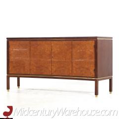 Edward Wormley Edward Wormley for Dunbar Curved Front Burlwood Mahogany and Brass Credenza - 3684308