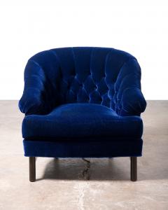 Edward Wormley Edward Wormley for Dunbar Custom Model 6793 Club Chairs in Sapphire Blue Mohair - 4582919