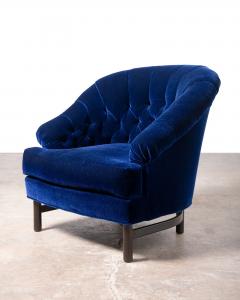 Edward Wormley Edward Wormley for Dunbar Custom Model 6793 Club Chairs in Sapphire Blue Mohair - 4582920