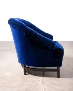 Edward Wormley Edward Wormley for Dunbar Custom Model 6793 Club Chairs in Sapphire Blue Mohair - 4582925