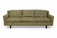 Edward Wormley Edward Wormley for Dunbar Green and Beige Striped Upholstered Three Seat Sofa - 2793996