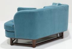 Edward Wormley Edward Wormley for Dunbar Janus Collection Angle Sofa in Blue Mohair - 3518154