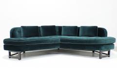 Edward Wormley Edward Wormley for Dunbar Janus Sofa in Raf Simons Velvet with Leather Trim - 4345419
