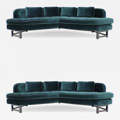 Edward Wormley Edward Wormley for Dunbar Janus Sofas in Raf Simons Velvet with Leather Trim - 4345615