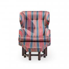 Edward Wormley Edward Wormley for Dunbar Janus Wingback Mahogany Lounge Chair and Ottoman - 4565144