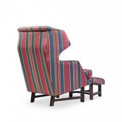 Edward Wormley Edward Wormley for Dunbar Janus Wingback Mahogany Lounge Chair and Ottoman - 4565146