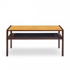Edward Wormley Edward Wormley for Dunbar Mid Century 2 Tier Burlwood and Mahogany Coffee Table - 4568589