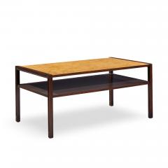 Edward Wormley Edward Wormley for Dunbar Mid Century 2 Tier Burlwood and Mahogany Coffee Table - 4568590