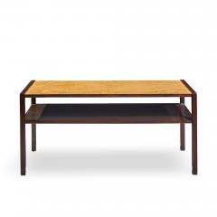 Edward Wormley Edward Wormley for Dunbar Mid Century 2 Tier Burlwood and Mahogany Coffee Table - 4568591