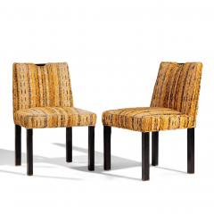 Edward Wormley Edward Wormley for Dunbar Mid Century Brass Handled Dining Chairs Pair - 4448995