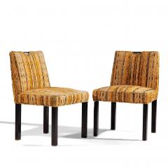 Edward Wormley Edward Wormley for Dunbar Mid Century Brass Handled Dining Chairs Pair - 4448997