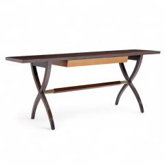 Edward Wormley Edward Wormley for Dunbar Mid Century Brass Walnut and Mahogany Console Table - 4346010