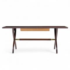 Edward Wormley Edward Wormley for Dunbar Mid Century Brass Walnut and Mahogany Console Table - 4346012
