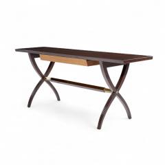 Edward Wormley Edward Wormley for Dunbar Mid Century Brass Walnut and Mahogany Console Table - 4346016