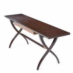 Edward Wormley Edward Wormley for Dunbar Mid Century Brass Walnut and Mahogany Console Table - 4346018