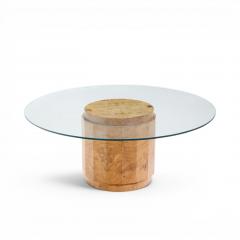 Edward Wormley Edward Wormley for Dunbar Mid Century Burlwood Pedestal Drum Coffee Table - 4650712