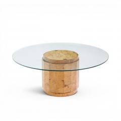 Edward Wormley Edward Wormley for Dunbar Mid Century Burlwood Pedestal Drum Coffee Table - 4650713