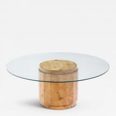Edward Wormley Edward Wormley for Dunbar Mid Century Burlwood Pedestal Drum Coffee Table - 4650877