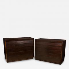 Edward Wormley Edward Wormley for Dunbar Mid Century Dark Wood Louver Front Commodes Chests - 2794947