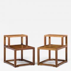 Edward Wormley Edward Wormley for Dunbar Mid Century Mahogany Step End Tables Pair - 4825231