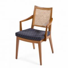 Edward Wormley Edward Wormley for Dunbar Mid Century Walnut and Cane Dining Chairs Set of 8 - 4345919