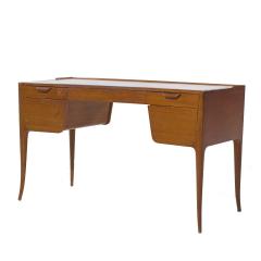 Edward Wormley Edward Wormley for Dunbar Model 4725 MCM Mahogany Leather Saber Leg Writing Desk - 3985755