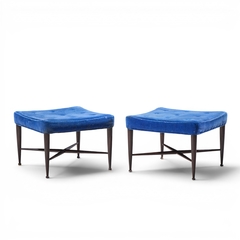 Edward Wormley Edward Wormley for Dunbar Model 5002 Mid Century Thebes Mahogany Stools Pair - 4711631