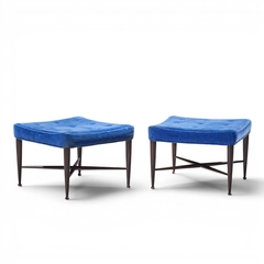 Edward Wormley Edward Wormley for Dunbar Model 5002 Mid Century Thebes Mahogany Stools Pair - 4711634