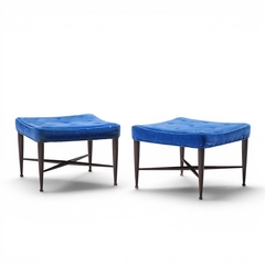 Edward Wormley Edward Wormley for Dunbar Model 5002 Mid Century Thebes Mahogany Stools Pair - 4711635