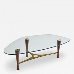 Edward Wormley Edward Wormley for Dunbar Model 5309 Mid Century Brass and Rosewood Coffee Table - 4534659