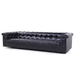 Edward Wormley Edward Wormley for Dunbar Model 5407 Mid Century Black Leather Party Sofa - 4138840