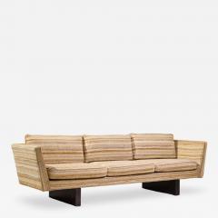 Edward Wormley Edward Wormley for Dunbar Model 5485A Mid Century Mahogany Angle Arm Sofa - 4566249